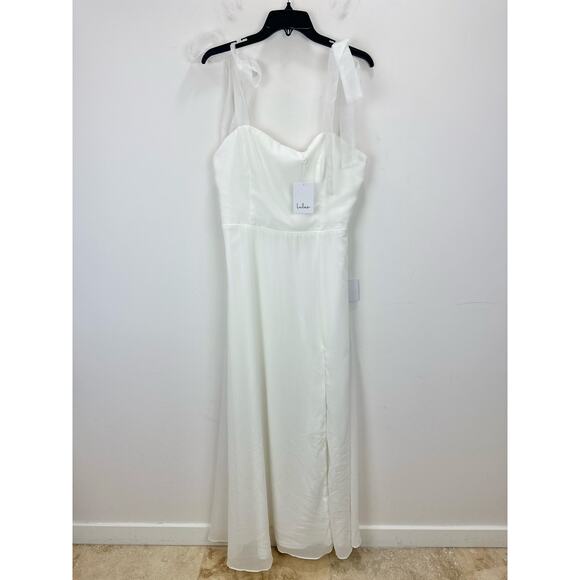 Lulus Radiant Romance White Tie Strap Maxi Dress Formal Bridal Wedding XL NWT - Picture 5 of 13